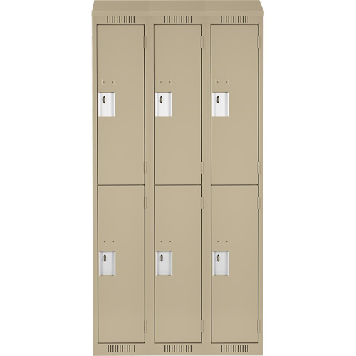 Clean Line Lockers, 2 -tier, Bank of 3, 36" x 18" x 78", Steel, Beige, Rivet (Assembled) Seaboard Timber Mart