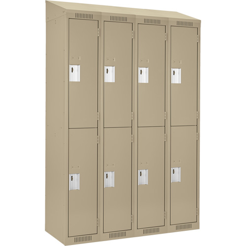 Clean Line Lockers, 2 -tier, Bank of 4, 48" x 18" x 78", Steel, Beige, Rivet (Assembled) Seaboard Timber Mart