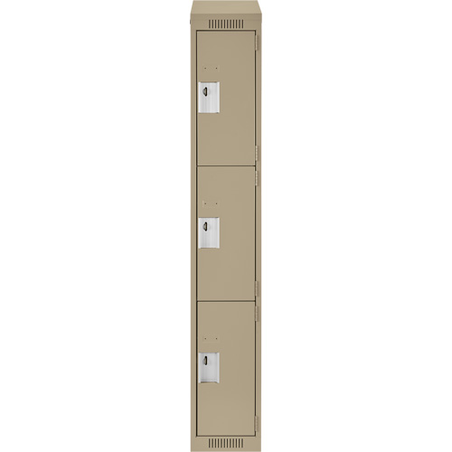 Clean Line Lockers, 3 -tier, 12" x 18" x 78", Steel, Beige, Rivet (Assembled) Seaboard Timber Mart