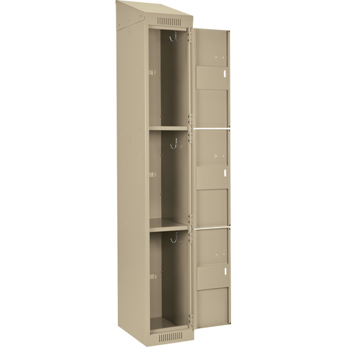 Clean Line Lockers, 3 -tier, 12" x 18" x 78", Steel, Beige, Rivet (Assembled) Seaboard Timber Mart