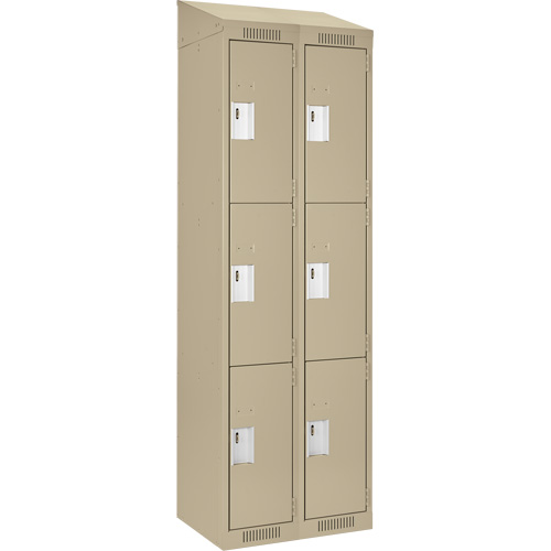 Clean Line Lockers, 3 -tier, Bank of 2, 24" x 18" x 78", Steel, Beige, Rivet (Assembled) Seaboard Timber Mart