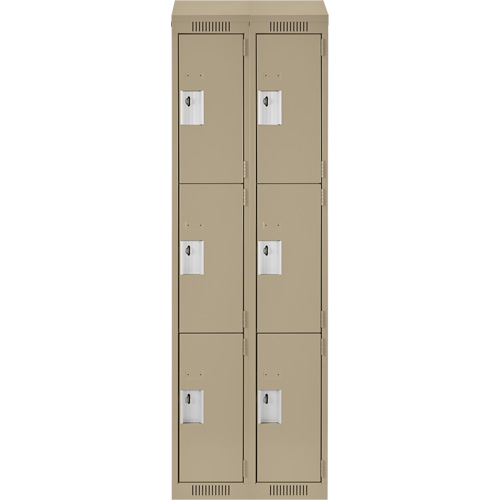 Clean Line Lockers, 3 -tier, Bank of 2, 24" x 18" x 78", Steel, Beige, Rivet (Assembled) Seaboard Timber Mart