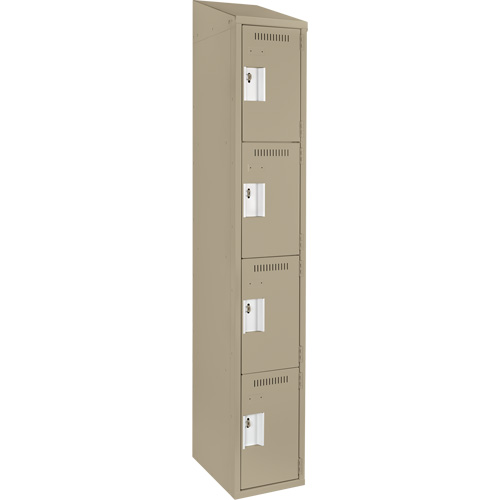 Clean Line Lockers, 4 -tier, 12" x 18" x 78", Steel, Beige, Rivet (Assembled) Seaboard Timber Mart