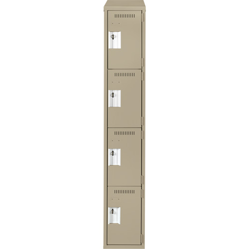 Clean Line Lockers, 4 -tier, 12" x 18" x 78", Steel, Beige, Rivet (Assembled) Seaboard Timber Mart