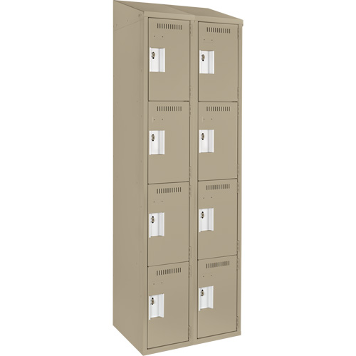 Casiers Clean Line, 4 niveaux, Bloc de 2, 24" x 18" x 78", Acier, Beige, Rivet (assembl&eacute;) Seaboard Timber Mart