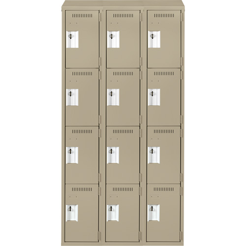 Casiers Clean Line, 4 niveaux, Bloc de 3, 36" x 18" x 78", Acier, Beige, Rivet (assembl&eacute;) Seaboard Timber Mart