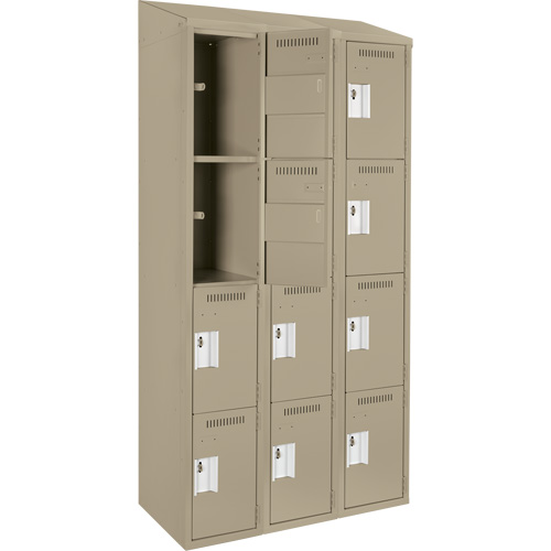 Casiers Clean Line, 4 niveaux, Bloc de 3, 36" x 18" x 78", Acier, Beige, Rivet (assembl&eacute;) Seaboard Timber Mart