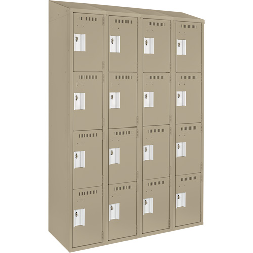 Clean Line Lockers, 4 -tier, Bank of 4, 48" x 18" x 78", Steel, Beige, Rivet (Assembled) Seaboard Timber Mart