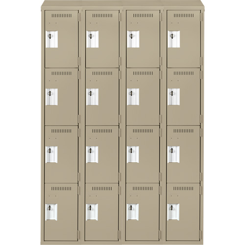 Clean Line Lockers, 4 -tier, Bank of 4, 48" x 18" x 78", Steel, Beige, Rivet (Assembled) Seaboard Timber Mart
