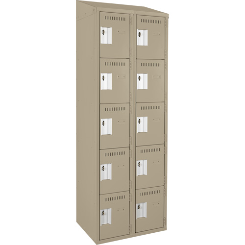 Clean Line Lockers, 5 -tier, Bank of 2, 24" x 18" x 78", Steel, Beige, Rivet (Assembled) Seaboard Timber Mart