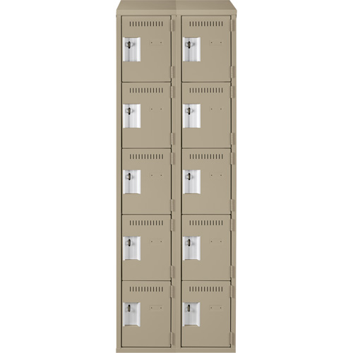 Clean Line Lockers, 5 -tier, Bank of 2, 24" x 18" x 78", Steel, Beige, Rivet (Assembled) Seaboard Timber Mart