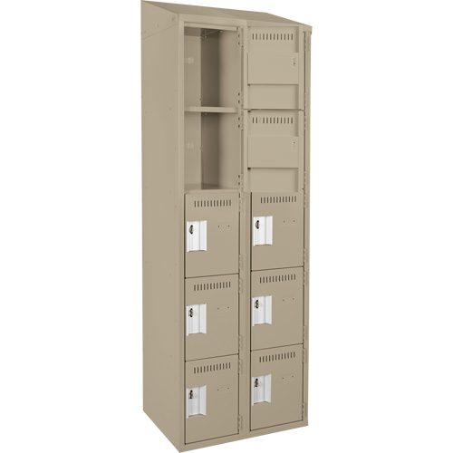 Clean Line Lockers, 5 -tier, Bank of 2, 24" x 18" x 78", Steel, Beige, Rivet (Assembled) Seaboard Timber Mart