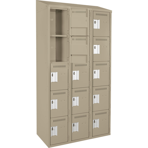 Clean Line Lockers, 5 -tier, Bank of 3, 36" x 18" x 78", Steel, Beige, Rivet (Assembled) Seaboard Timber Mart