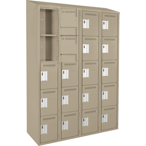 Assembled Clean Line Personal Effects Lockers, 5 -tier, Bank of 4, 15" x 78" x 48", Steel Seaboard Timber Mart