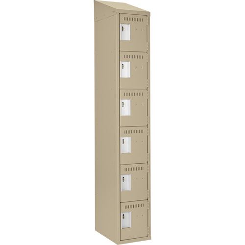 Clean Line Lockerette, 6 -tier, 12" x 18" x 78", Steel, Beige, Rivet (Assembled) Seaboard Timber Mart