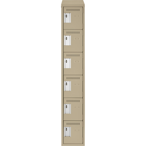 Clean Line Lockerette, 6 -tier, 12" x 18" x 78", Steel, Beige, Rivet (Assembled) Seaboard Timber Mart