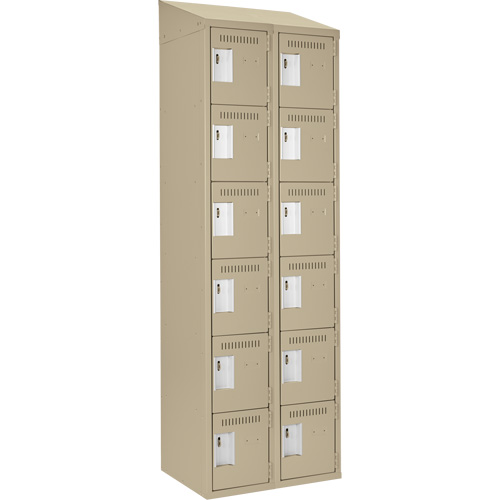 Clean Line Lockerette, 6 -tier, Bank of 2, 24" x 18" x 78", Steel, Beige, Rivet (Assembled) Seaboard Timber Mart