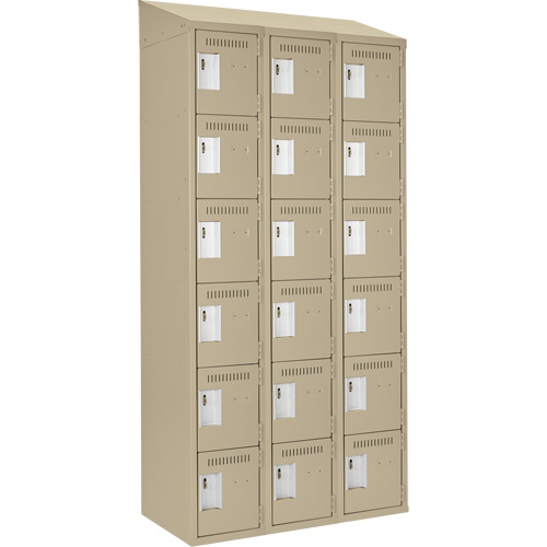 Clean Line Lockerette, 6 -tier, Bank of 3, 36" x 18" x 78", Steel, Beige, Rivet (Assembled) Seaboard Timber Mart