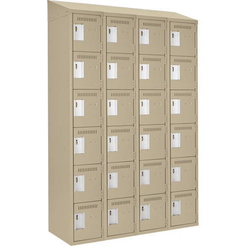 Clean Line Lockerette, 6 -tier, Bank of 4, 48" x 18" x 78", Steel, Beige, Rivet (Assembled) Seaboard Timber Mart