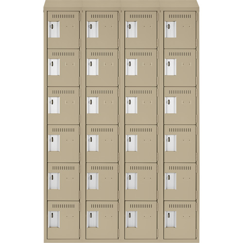 Clean Line Lockerette, 6 -tier, Bank of 4, 48" x 18" x 78", Steel, Beige, Rivet (Assembled) Seaboard Timber Mart