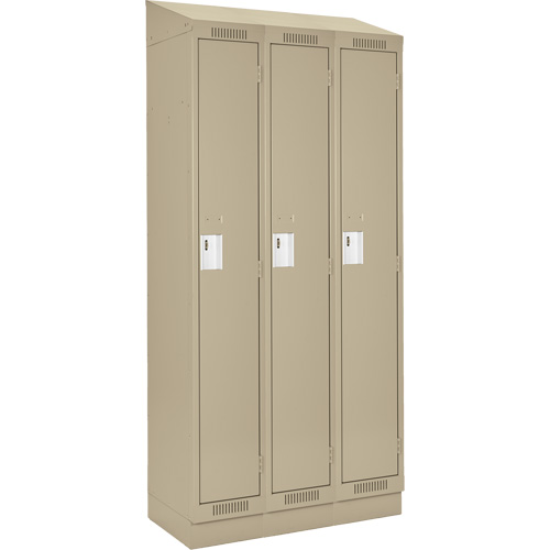 Clean Line Lockers, Bank of 3, 36" x 18" x 82", Steel, Beige, Rivet (Assembled) Seaboard Timber Mart
