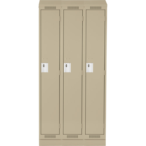 Clean Line Lockers, Bank of 3, 36" x 18" x 82", Steel, Beige, Rivet (Assembled) Seaboard Timber Mart