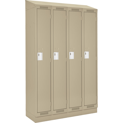 Clean Line Lockers, Bank of 4, 60" x 18" x 82", Steel, Beige, Rivet (Assembled) Seaboard Timber Mart