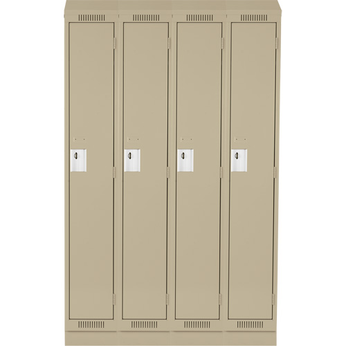 Clean Line Lockers, Bank of 4, 60" x 18" x 82", Steel, Beige, Rivet (Assembled) Seaboard Timber Mart