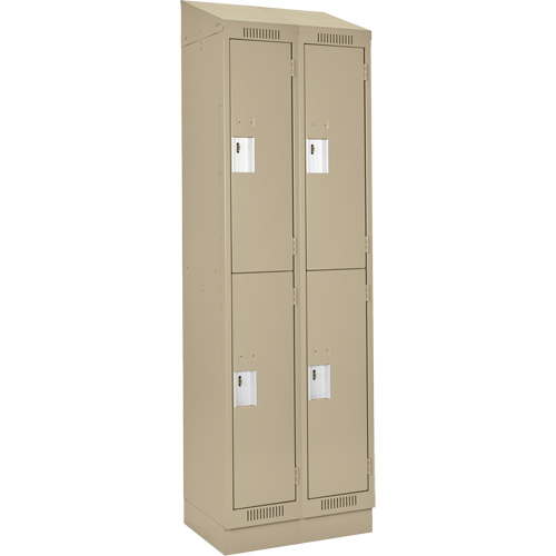 Clean Line Lockers, 2 -tier, Bank of 2, 24" x 18" x 82", Steel, Beige, Rivet (Assembled) Seaboard Timber Mart
