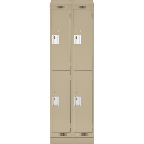 Clean Line Lockers, 2 -tier, Bank of 2, 24" x 18" x 82", Steel, Beige, Rivet (Assembled) Seaboard Timber Mart