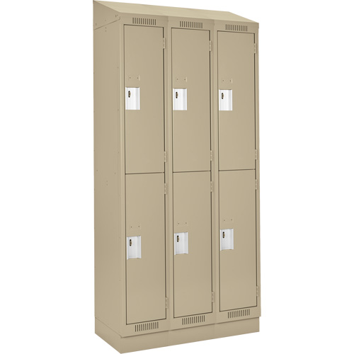 Clean Line Lockers, 2 -tier, Bank of 3, 36" x 18" x 82", Steel, Beige, Rivet (Assembled) Seaboard Timber Mart