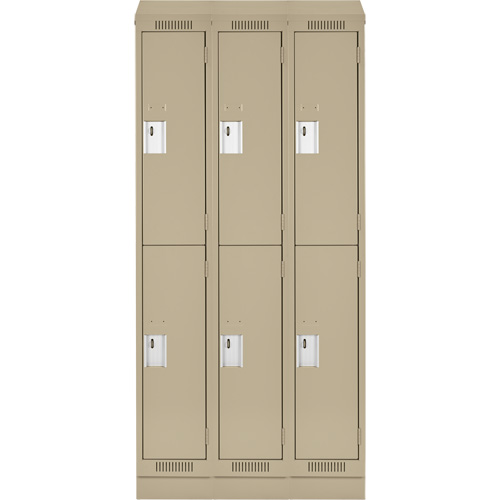 Clean Line Lockers, 2 -tier, Bank of 3, 36" x 18" x 82", Steel, Beige, Rivet (Assembled) Seaboard Timber Mart