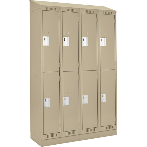 Clean Line Lockers, 2 -tier, Bank of 4, 48" x 18" x 82", Steel, Beige, Rivet (Assembled) Seaboard Timber Mart