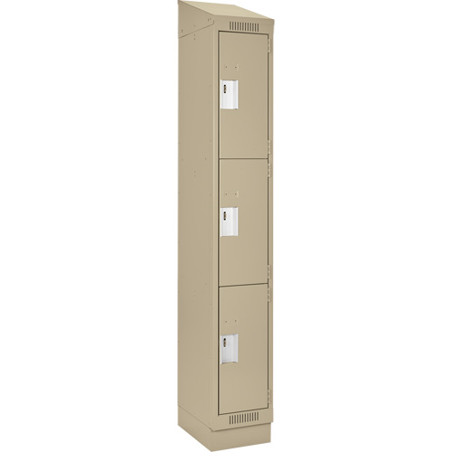 Clean Line Lockers, 3 -tier, 12" x 18" x 82", Steel, Beige, Rivet (Assembled) Seaboard Timber Mart
