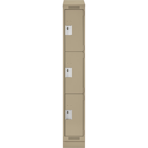Clean Line Lockers, 3 -tier, 12" x 18" x 82", Steel, Beige, Rivet (Assembled) Seaboard Timber Mart