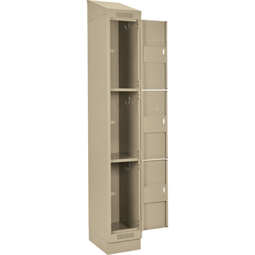 Clean Line Lockers, 3 -tier, 12" x 18" x 82", Steel, Beige, Rivet (Assembled) Seaboard Timber Mart