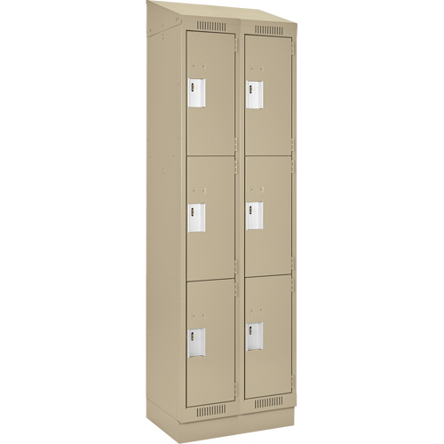 Clean Line Lockers, 3 -tier, Bank of 2, 24" x 18" x 82", Steel, Beige, Rivet (Assembled) Seaboard Timber Mart