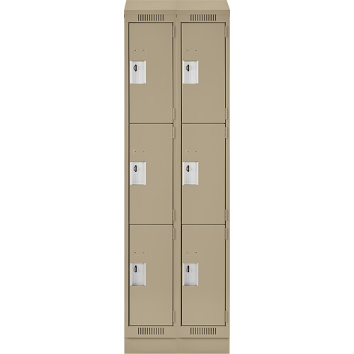 Clean Line Lockers, 3 -tier, Bank of 2, 24" x 18" x 82", Steel, Beige, Rivet (Assembled) Seaboard Timber Mart
