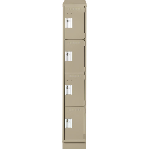 Clean Line Lockers, 4 -tier, 12" x 18" x 82", Steel, Beige, Rivet (Assembled) Seaboard Timber Mart