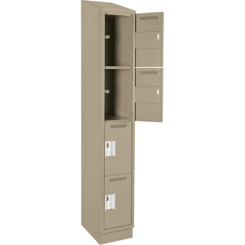 Clean Line Lockers, 4 -tier, 12" x 18" x 82", Steel, Beige, Rivet (Assembled) Seaboard Timber Mart