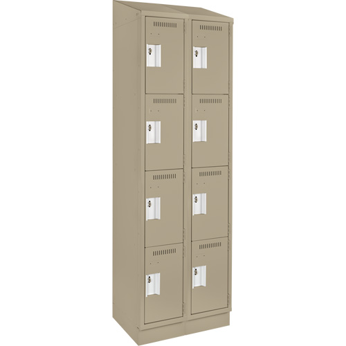 Clean Line Lockers, 4 -tier, Bank of 2, 24" x 18" x 82", Steel, Beige, Rivet (Assembled) Seaboard Timber Mart