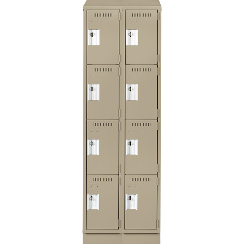 Clean Line Lockers, 4 -tier, Bank of 2, 24" x 18" x 82", Steel, Beige, Rivet (Assembled) Seaboard Timber Mart