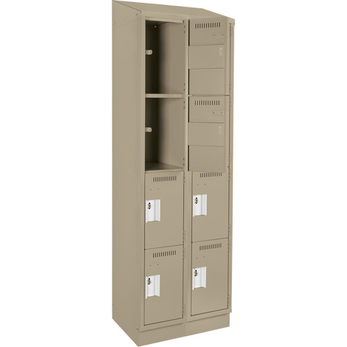 Clean Line Lockers, 4 -tier, Bank of 2, 24" x 18" x 82", Steel, Beige, Rivet (Assembled) Seaboard Timber Mart