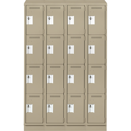 Clean Line Lockers, 4 -tier, Bank of 4, 48" x 18" x 82", Steel, Beige, Rivet (Assembled) Seaboard Timber Mart