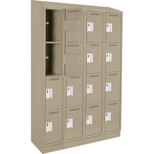 Clean Line Lockers, 4 -tier, Bank of 4, 48" x 18" x 82", Steel, Beige, Rivet (Assembled) Seaboard Timber Mart