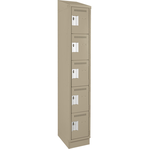 Clean Line Lockers, 5 -tier, 12" x 18" x 82", Steel, Beige, Rivet (Assembled) Seaboard Timber Mart