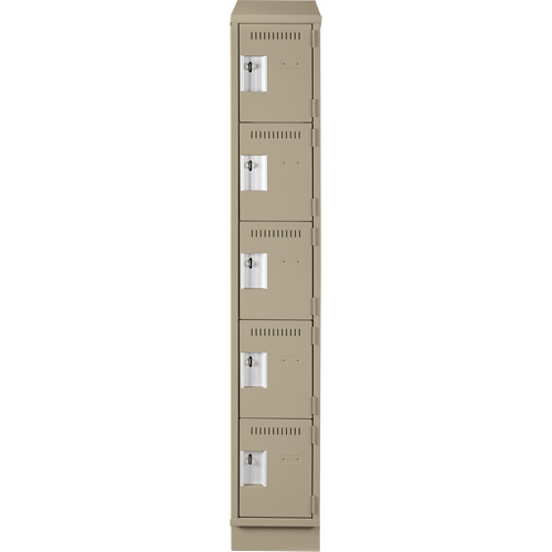 Clean Line Lockers, 5 -tier, 12" x 18" x 82", Steel, Beige, Rivet (Assembled) Seaboard Timber Mart