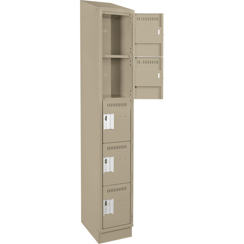 Clean Line Lockers, 5 -tier, 12" x 18" x 82", Steel, Beige, Rivet (Assembled) Seaboard Timber Mart