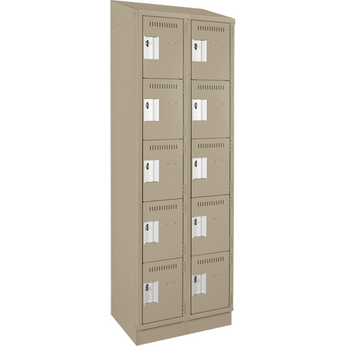 Clean Line Lockers, 5 -tier, Bank of 2, 24" x 18" x 82", Steel, Beige, Rivet (Assembled) Seaboard Timber Mart