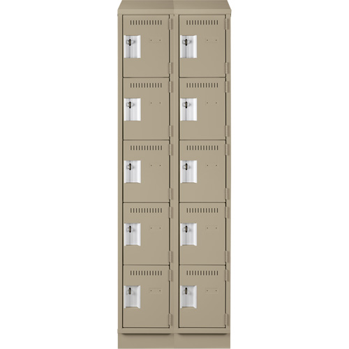 Clean Line Lockers, 5 -tier, Bank of 2, 24" x 18" x 82", Steel, Beige, Rivet (Assembled) Seaboard Timber Mart